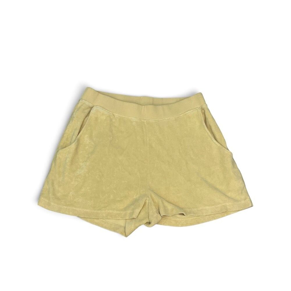 Kule Terry Venus Shorts Relaxed Fit Pastel Yellow Retro Sporty Plush Pull On M